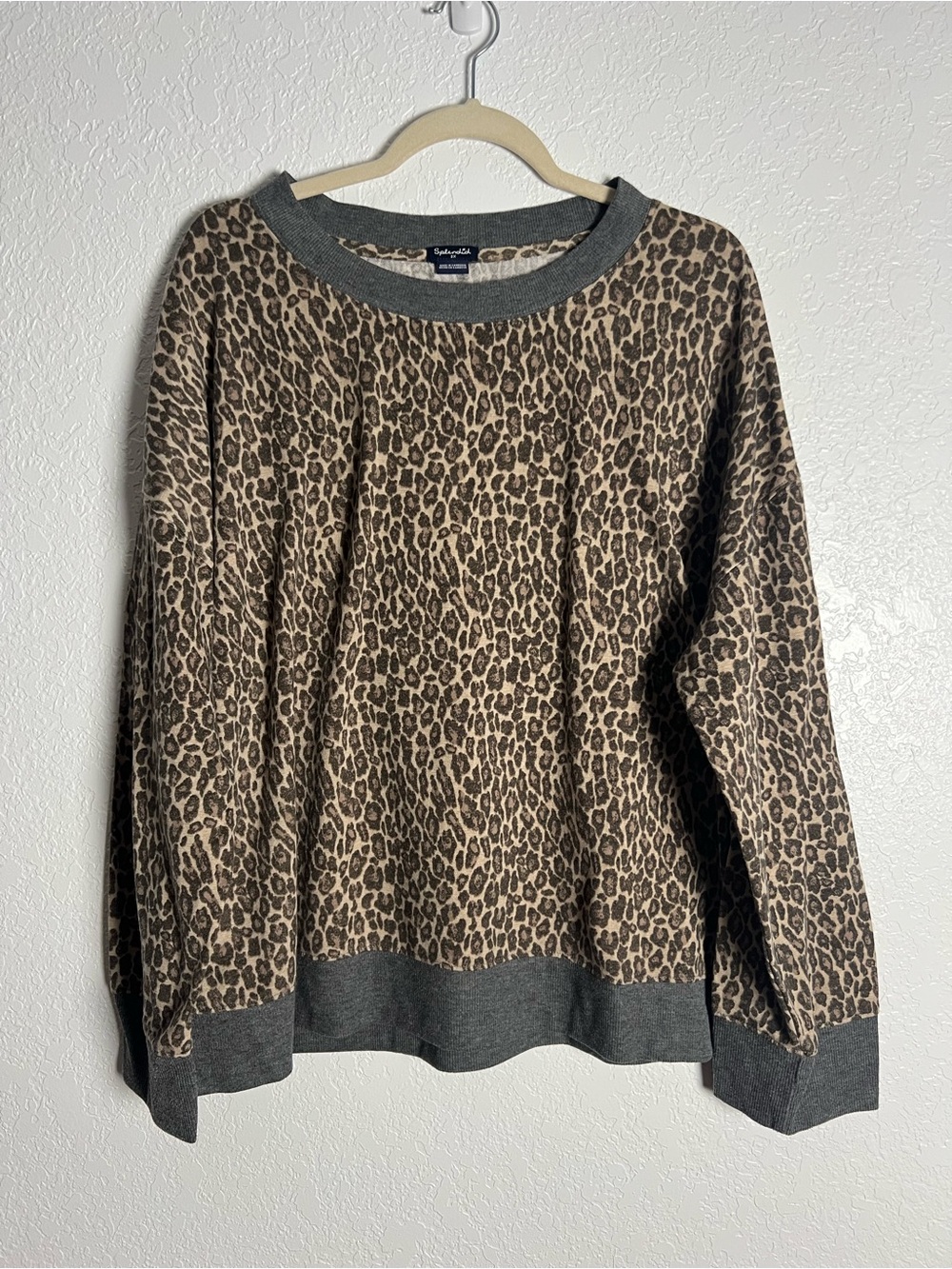 Splendid Leopard Print Crewneck Sweater